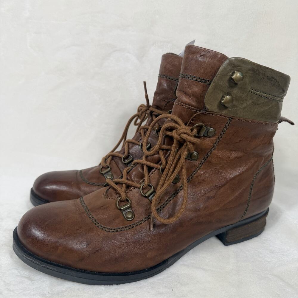 Josef Seibel Womens Sanja 09 Combat Boots Brown Leather Lace Up EU 41 US 10/10.5